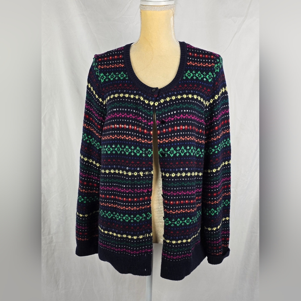 Talbots Woman Petite Multicolored Lambswool Blend Knit Buttoned Cardigan sz 2X P